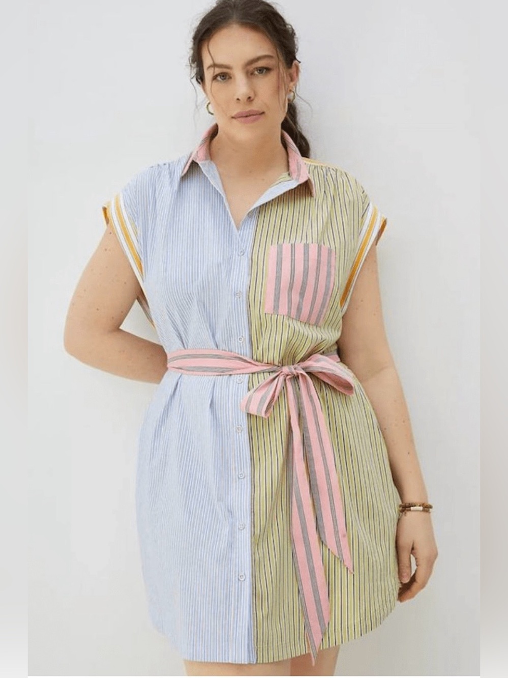 Maeve Anthropologie Toni Tunic Shirt Dress Striped Pastel Small